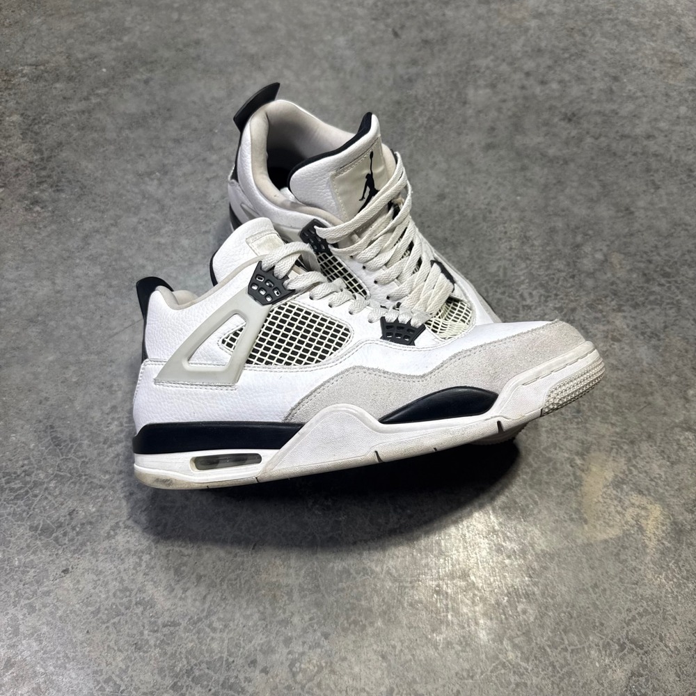 Air Jordan 4 Sneakers Men's 10.5 White Military Black Basketball DH6927-111